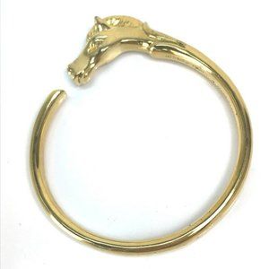 Hermes Enamel Equestrian Horse Bangle Gold Taupe